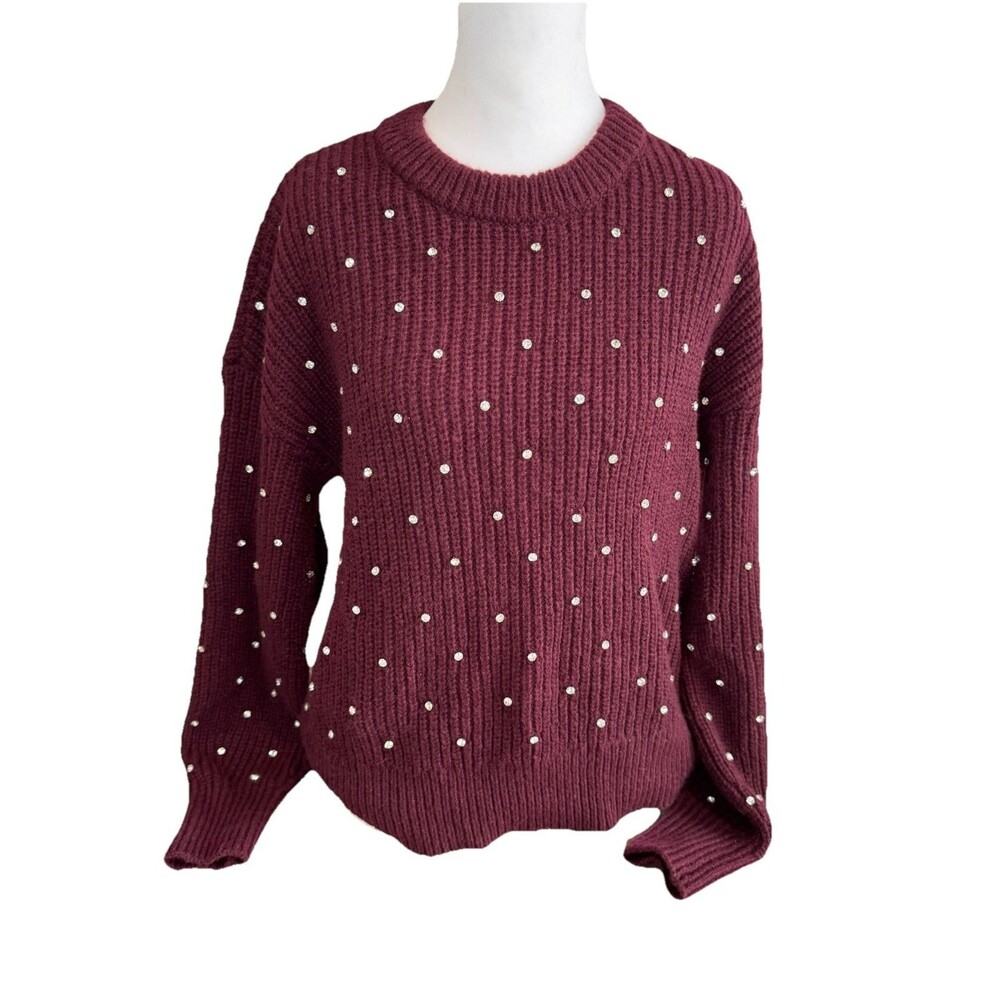 Nine West Sweater Size Medium Plum Shine Pullover Crewneck Women's NWT